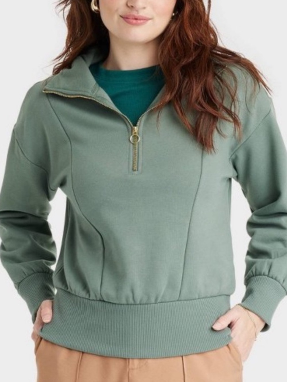 A New Day Women’s Sage Zip Pullover Quarter Zip Size XL